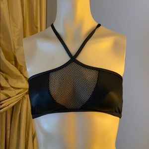 Faux leather bathing suit top